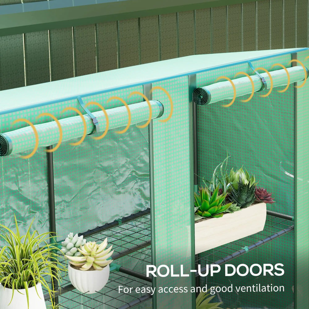 English Elm Lean-to Greenhouse Steel Frame Uv Cover Wall Mount Compact Garden Growing Shelter T3971P414540