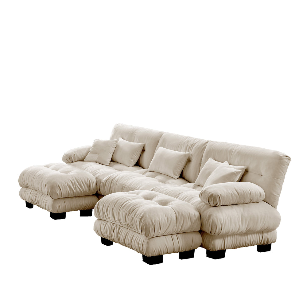 English Elm Luxury Modular Sectional Sofa Couch - Oversized U-Shaped Vintage Chenille Sofa With Ottomans & Pillows W714S01030
