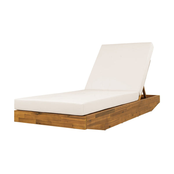English Elm Boat-shape Acacia Wood Outdoor Chaise Lounge Slatted Teak Finish Poolside Recliner N770P380117T_65429.00CUSH