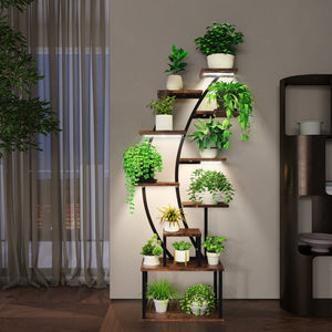 English Elm Plant Stand Indoor With Adjustable Grow Lights, 9-Tier Metal Shelf For Beautiful Home Displays T3210P356964-GIGA