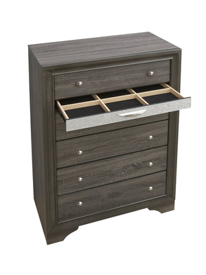 English Elm Madrid 6-Drawer Chest with Felt-Lined Full-Extension Drawers, Modern Laminate Wood Grain Finish Gray 56 L x 37 W x 20 H B078P285996
