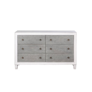 English Elm Katia Transitional Rustic Gray & Weathered Finish Dresser with Felt-Lined Top Drawer and Smooth Glides White 69 L x 22 W x 39 H B2726P248052