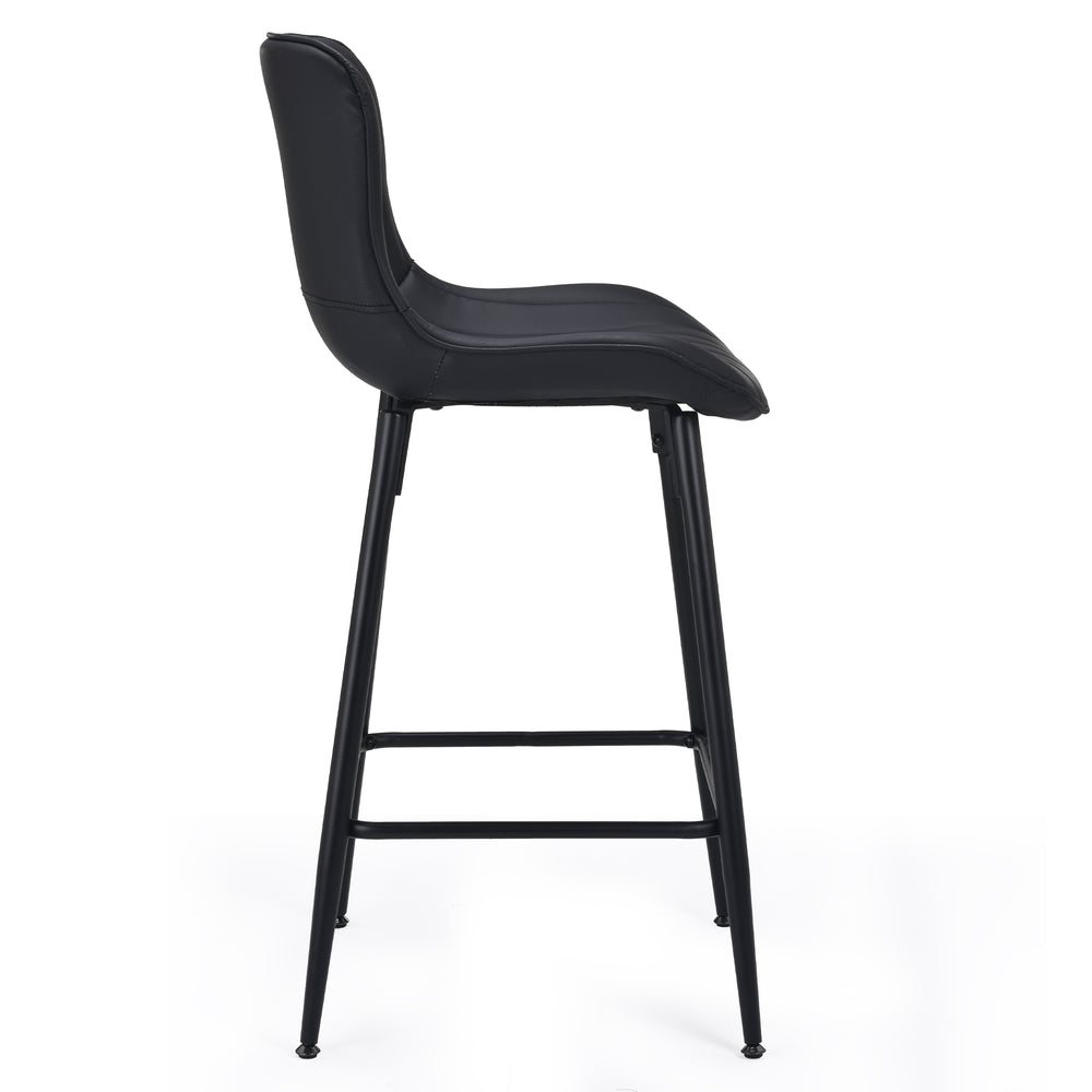English Elm Counter Stools Set Of 2 - Stylish Mid-Century Modern Faux Leather Chairs For Kitchen & Dining T3623P366861