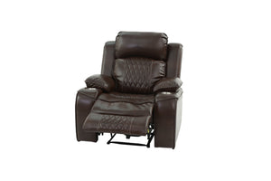 English Elm Power Motion Recliner Chair with USB Cup Holders Wireless Charging Gel Leatherette Brown Comfort B011P205591