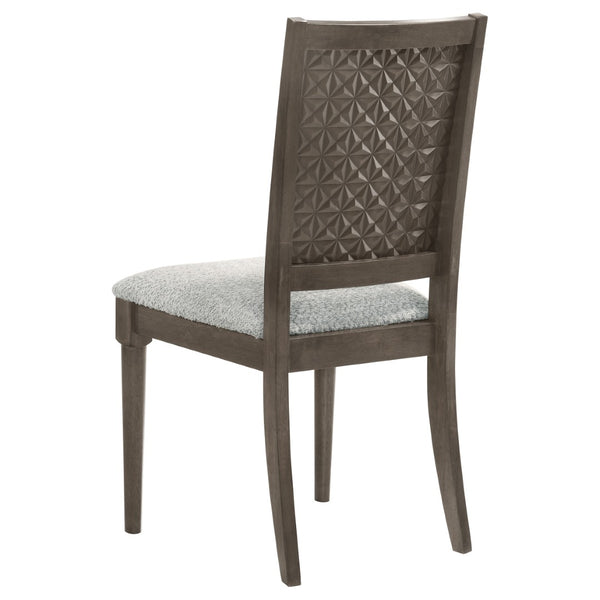 English Elm Perkins Rectangular Dining Set with Embossed Detail and Upholstered Chairs for Four B062S01621