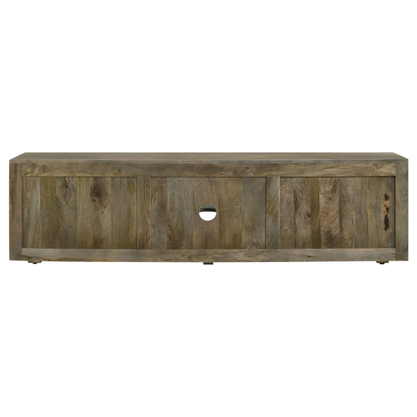 English Elm Jessie Farmhouse Mango Brown 2-Door TV Stand for Up to 80" TVs — Rustic Wood Console with Shelves and Storage B062P353406