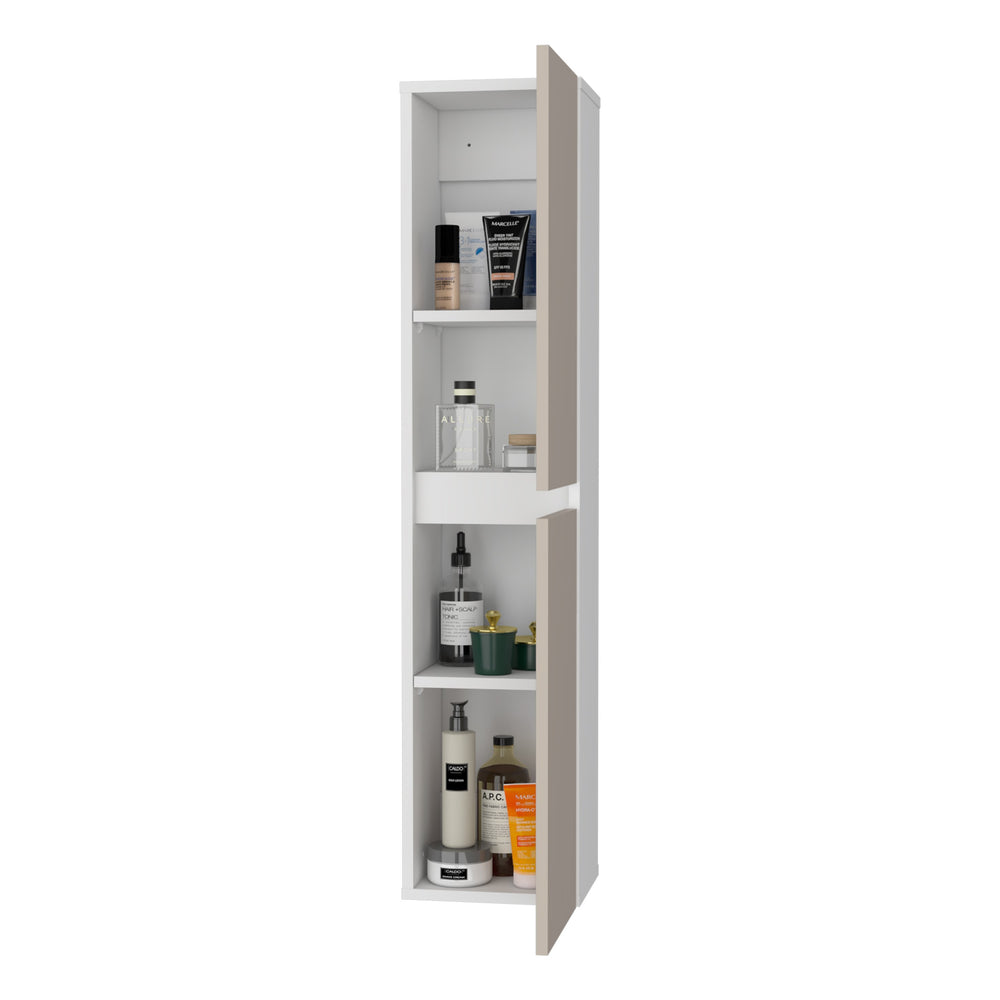 English Elm Dateland Two-Door Wall Cabinet — Tall Vertical Storage for Bathroom Kitchen, Durable MDP, Adjustable Shelves B128P375321