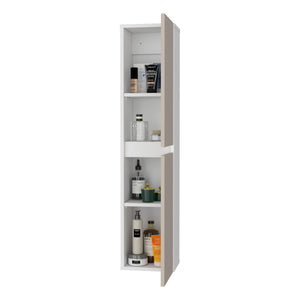 English Elm Dateland Two-Door Wall Cabinet — Tall Vertical Storage for Bathroom Kitchen, Durable MDP, Adjustable Shelves B128P375321