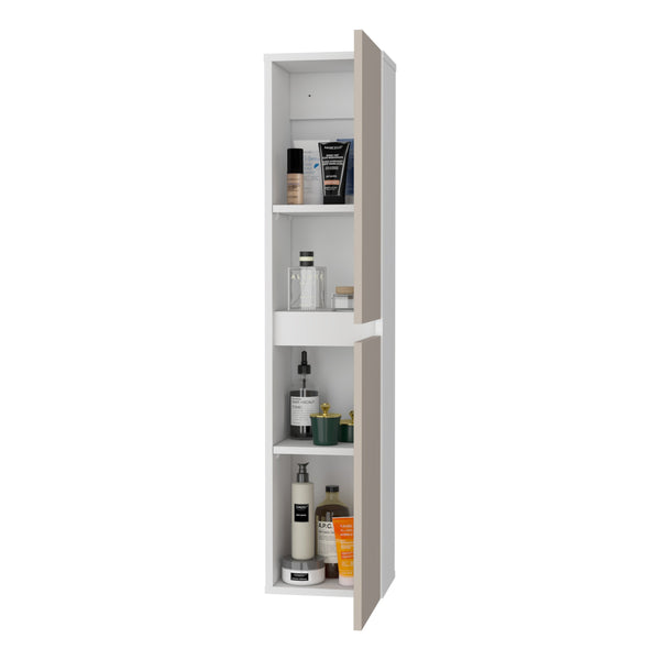 English Elm Dateland Two-Door Wall Cabinet — Tall Vertical Storage for Bathroom Kitchen, Durable MDP, Adjustable Shelves B128P375321