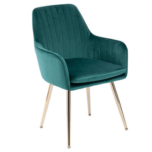 English Elm Velvet Mid-Back Dining Chairs Set of 2 with Gold Plated Legs, Plush Upholstery, Removable Cushions, Ergonomic Support Green W3394P329174