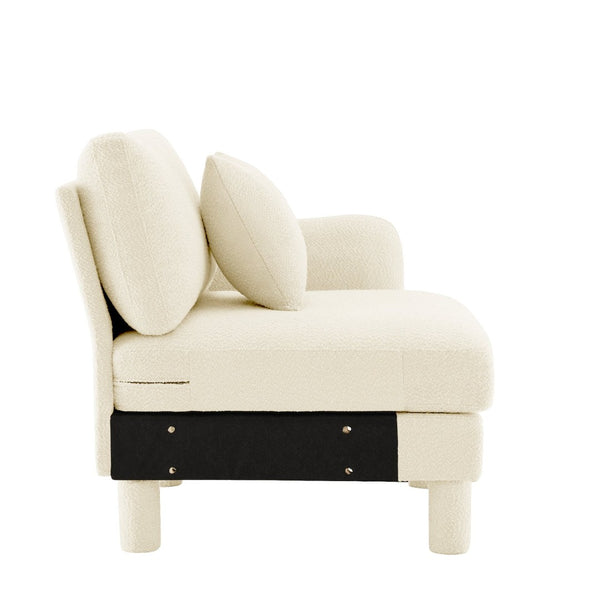 English Elm Lucas Boucle Upholstered Sofa with Curved Arms and Toss Pillows for Modern Living W3041P337282