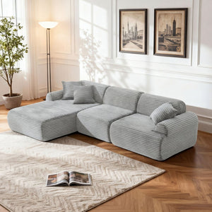 English Elm 105'' Modular Sectional with Woven Upholstery Washable Covers for Living Room W3565S00016