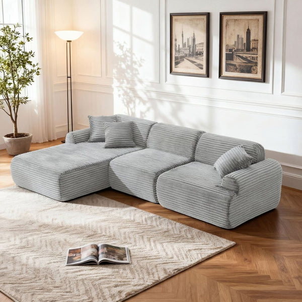 English Elm 105'' Modular Sectional with Woven Upholstery Washable Covers for Living Room W3565S00016