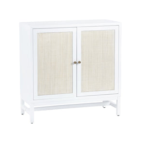 Crestview Collection Coastal Cabinets: Elegant Mindi Wood & Raffia Storage Solution With Wicker-paneled Doors, Easy Assembly White Solid Wood Cvfdr1154