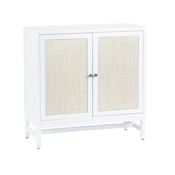 Crestview Collection Coastal Cabinets: Elegant Mindi Wood & Raffia Storage Solution With Wicker-paneled Doors, Easy Assembly White Solid Wood Cvfdr1154