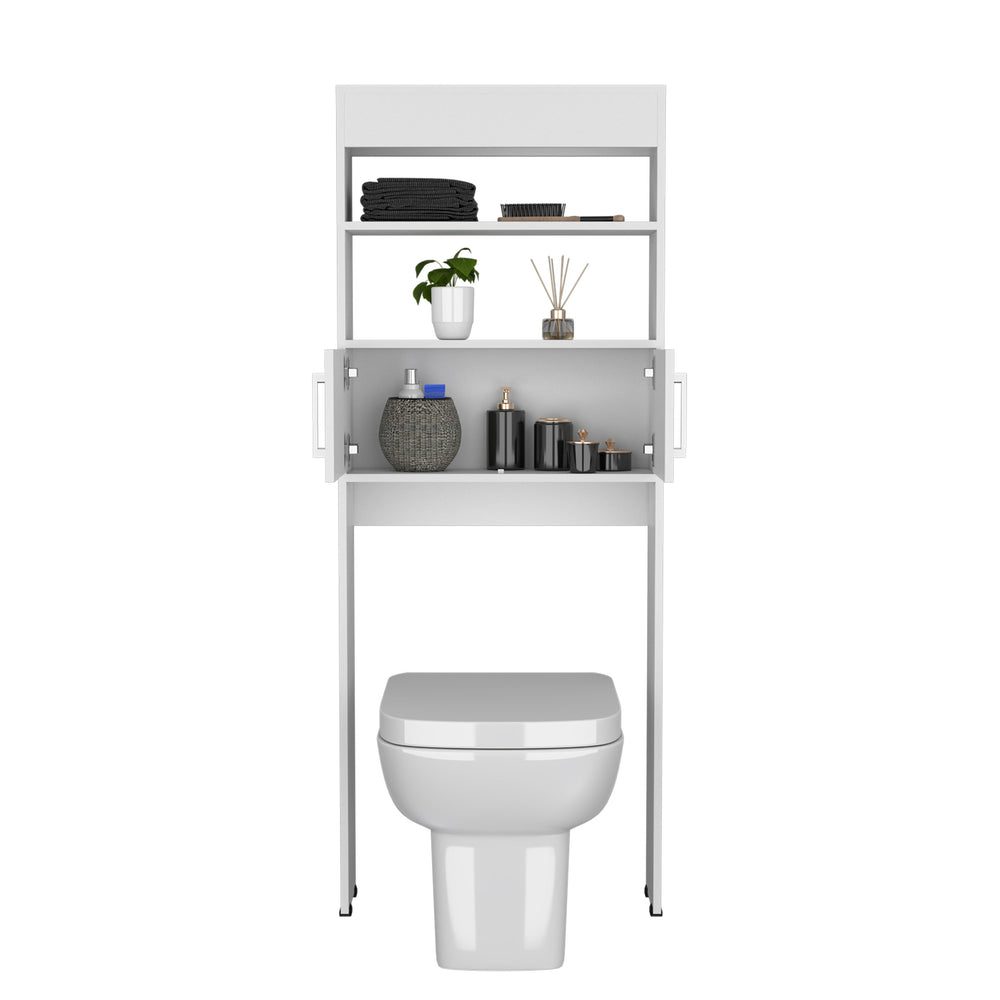 English Elm Madrid Over-The-Toilet Cabinet White - Space-Saving MDF Double-Door Storage with Two Adjustable Shelves, Modern Design, Easy Assembly B200P286971