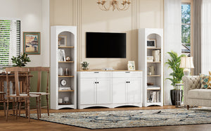 English Elm On-Trend 3-Piece Rustic Farmhouse Tv Stand With Adjustable Shelves & Storage For 70" Tvs, White N721S000045K-GIGA