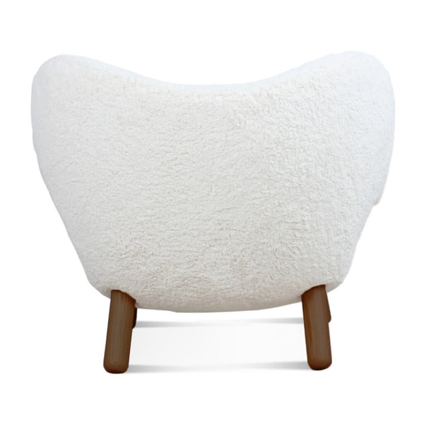 English Elm Pelican Accent Chair Sherpa Upholstered Organic Sculptural Mid-century Walnut Legs Lounge B353P450647