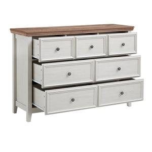 English Elm Modern 7 Drawers Cabinet with Smooth Glide Drawers, Metal Handles & Unique Feet—Slim Farmhouse Storage Tall Chest W2275P233489