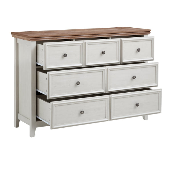 English Elm Modern 7 Drawers Cabinet with Smooth Glide Drawers, Metal Handles & Unique Feet—Slim Farmhouse Storage Tall Chest W2275P233489