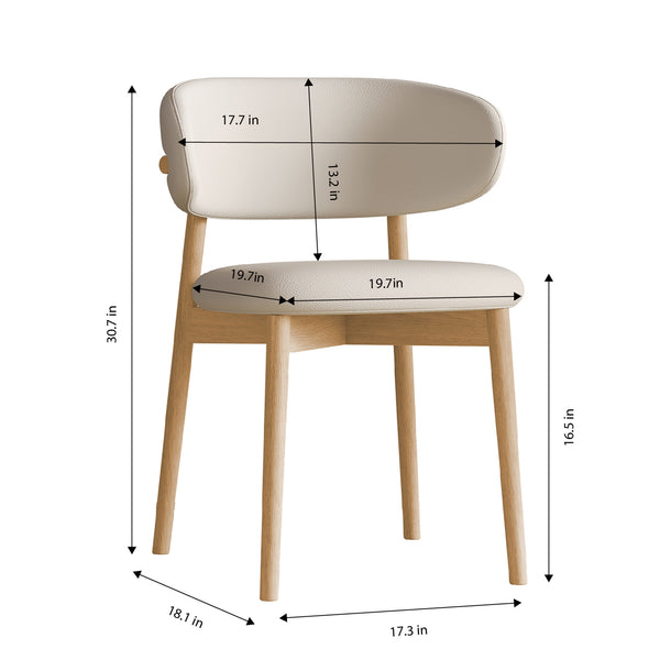 English Elm Mid-Century ash wood Dining Chair Set of 2 – Ergonomic PU seats, sturdy natural legs, easy assembly, modern flair W509P373289