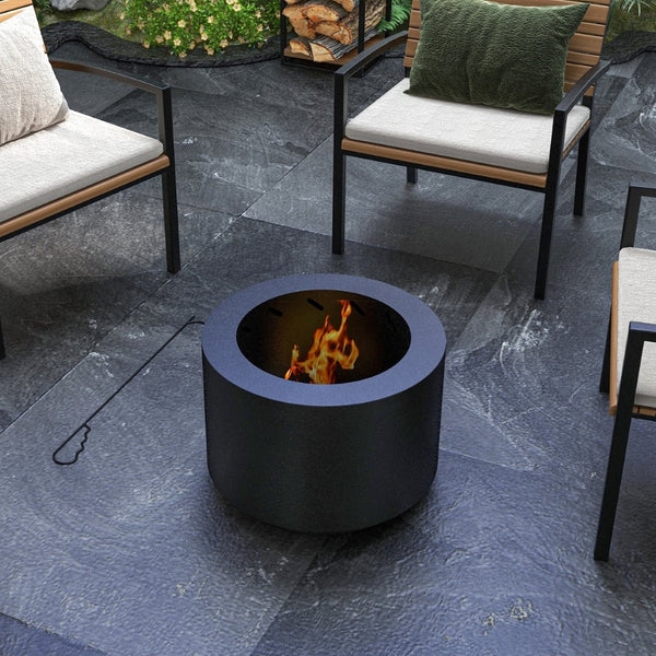 English Elm Outsunny 19 Inch Stainless Steel Wood Burning Fire Pit with Secondary Combustion Design W2225P174296