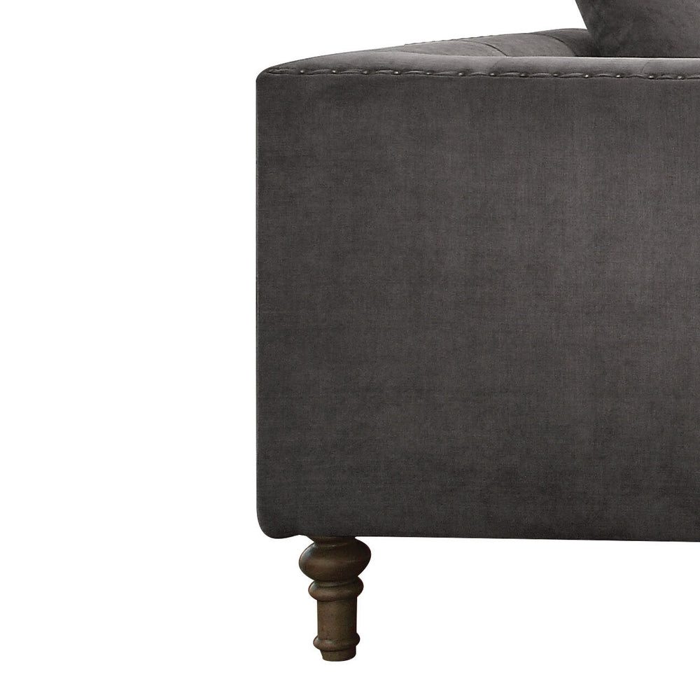 English Elm Grey Accent Chair With Decorative Pillow - Plush Velvet Comfort For Stylish Living Spaces & Lounges B062P209166