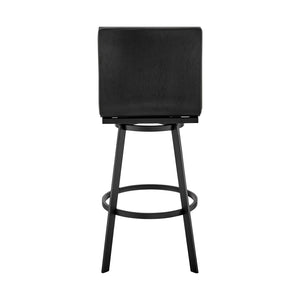 English Elm Nikole Swivel Counter Stool Matte Black Steel Base with Gray Faux Leather Seat B2736P464887