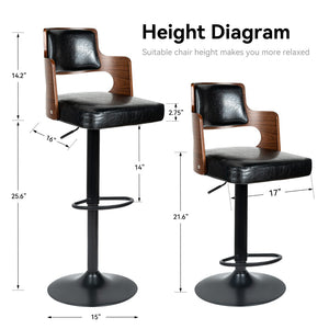 English Elm Swivel Bar Stools Set Of 2 - Adjustable Height, Comfortable Pu Leather Chairs For Kitchen Island T3950P396624-GIGA