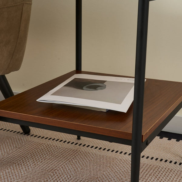 English Elm Set Of 2 Modern Rectangle End Tables With Tempered Glass Top & Mdf Shelf For Stylish Living Rooms W241P184253-GIGA