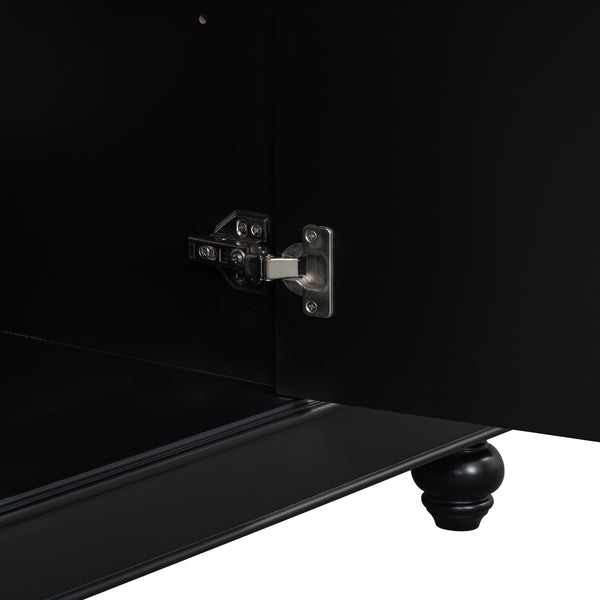 English Elm [Cabinet 36" Black Bathroom Vanity Cabinet Only Solid Wood & MDF Soft-Close Door 4 Drawers Spacious Storage Metal Handles Sleek Modern Design N729P179571B