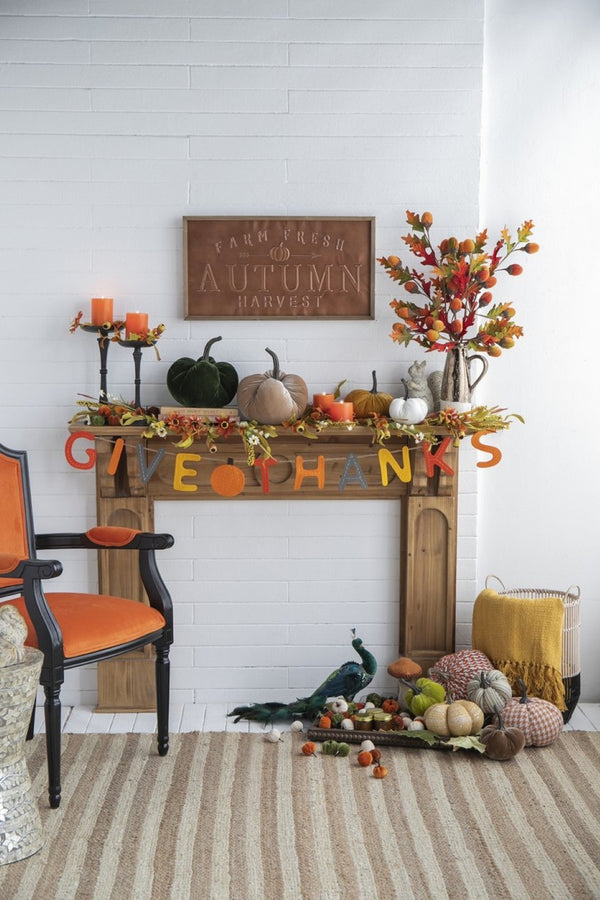 English Elm Set Of 2 Fabric Pumpkins - Cozy Orange Autumn Decor For Thanksgiving, Fall Festivals & Home Styling W2078P246704-GIGA