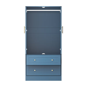 English Elm Shaker Two Door Wardrobe Armoire with Hanging Rod Drawers and Bedroom Storage T3210P477664