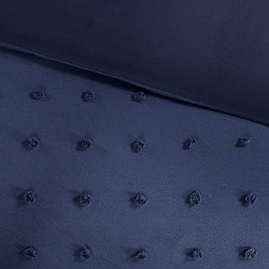 JLA Home Urban Habitat - Cotton Brooklyn Cotton Jacquard Comforter Set with Tufted Chenille Dots, Hypoallergenic OEKO-TEX Certified Navy UH10-2261