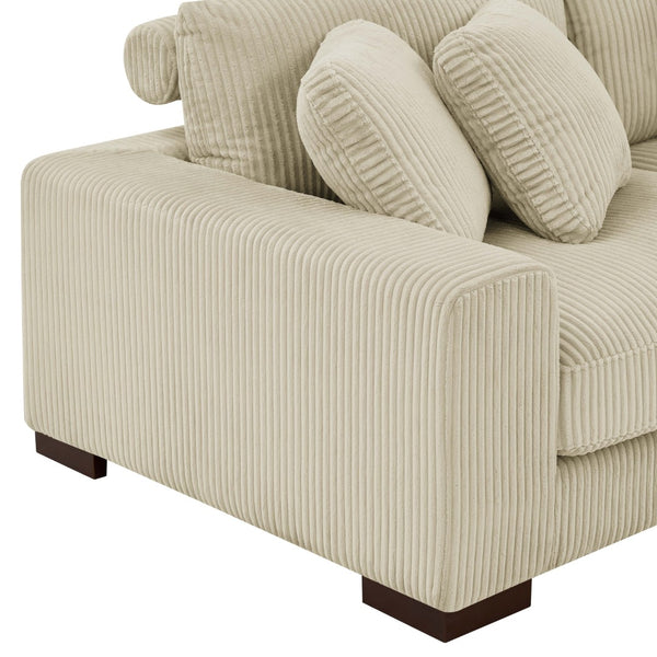 English Elm Large Corduroy Double Chaise Sectional Sofa with Lumbar Support for Spacious Living Rooms Beige B2748S00016