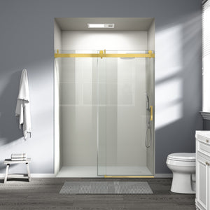 English Elm Top Rail with Buffer in Polished Gold for Modern Frameless Shower Door Systems W1573P457912