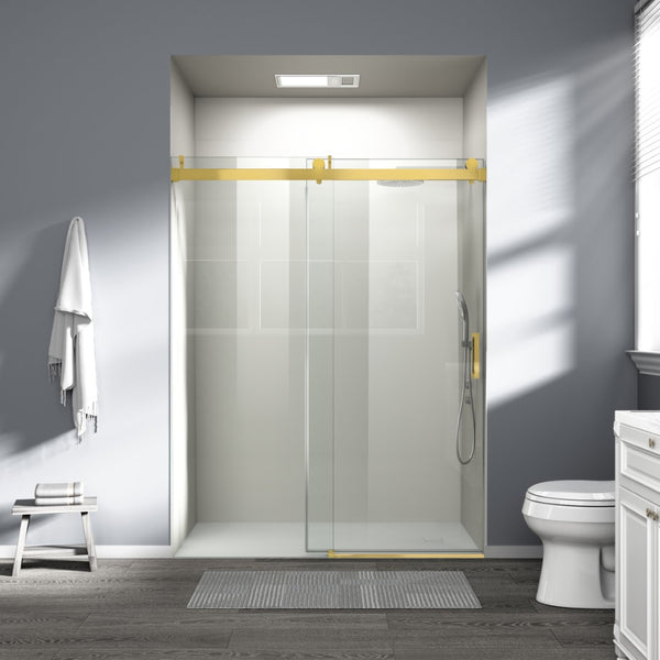 English Elm Top Rail with Buffer in Polished Gold for Modern Frameless Shower Door Systems W1573P457912