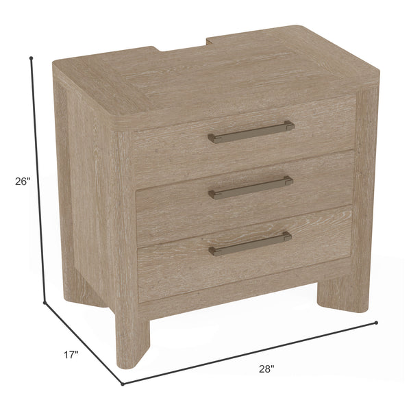 English Elm Wallace & Bay - Tan 3-Drawer Nightstand — Solid Wood Contemporary Sand Dune Finish, Easy-Care Design, 28x17x26" B2709P212301