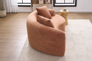 English Elm LY-042 Zen-Inspired S-Curved Dual-Depth Loveseat with Chenille Upholstery, Ready-to-Use Comfort Coral W2231P329722
