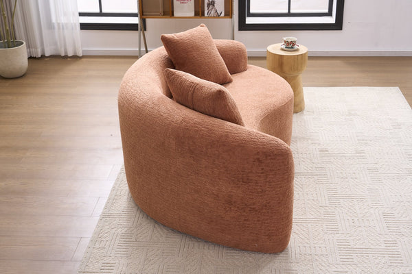English Elm LY-042 Zen-Inspired S-Curved Dual-Depth Loveseat with Chenille Upholstery, Ready-to-Use Comfort Coral W2231P329722