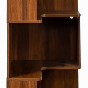 English Elm Corner 5-Tier Book Shelf with LED Accent Lighting, Space-Saving L-Shaped Corner Bookcase for Home Walnut W331P293305