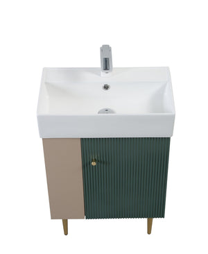 English Elm 21.6" Ceramic Vessel Sink Rectangular Basin Glossy White Modern Bathroom Vanity W1920P446816