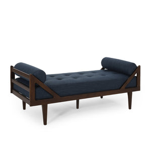 English Elm Chaise Lounge with Button Tufting Waffle Stitch Bentwood Frame for Living Room 70758.00NBLU