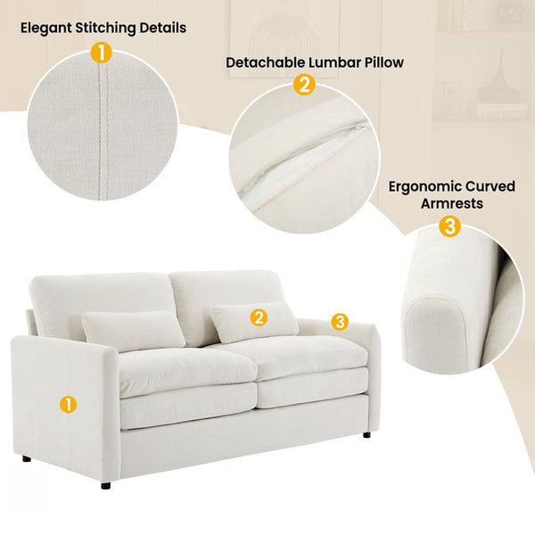 English Elm Cozy Upholstered Sofa Set - Oversized Chenille Cloud Couch With Double Cushion & Ergonomic Arms N719S001921A