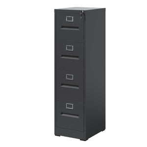 English Elm 4 Drawer File Cabinet With Lock - Slim Metal Vertical File Organizer For Home & Office Safety T2398P272089