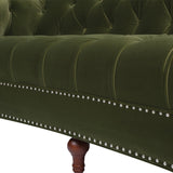 English Elm La Rosa Victorian Chesterfield Tufted Sofa, Olive Green Performance Velvet