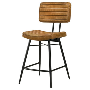 English Elm Senko Leather Channel Tufted Counter Stools with Iron Frame for Bar or Kitchen Set of 2 Brown B062P447996