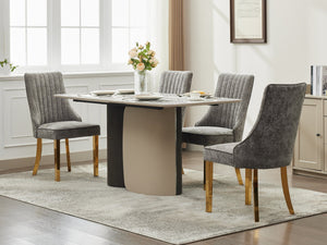 English Elm Rayon High Back Dining Chair Set with Plush Flocking Upholstery, Golden Stainless Legs, Comfort-Focused Design W1143P293314 W1143P293314