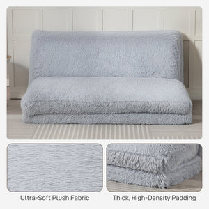 English Elm Bean Bag Plush Folding Floor Sofa with Foam Core for Lounging or Guest Sleeping T3971P390231