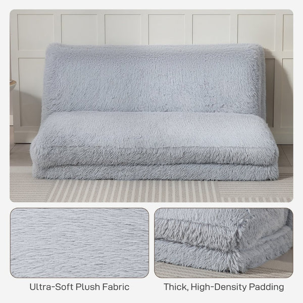 English Elm Bean Bag Plush Folding Floor Sofa with Foam Core for Lounging or Guest Sleeping T3971P390231